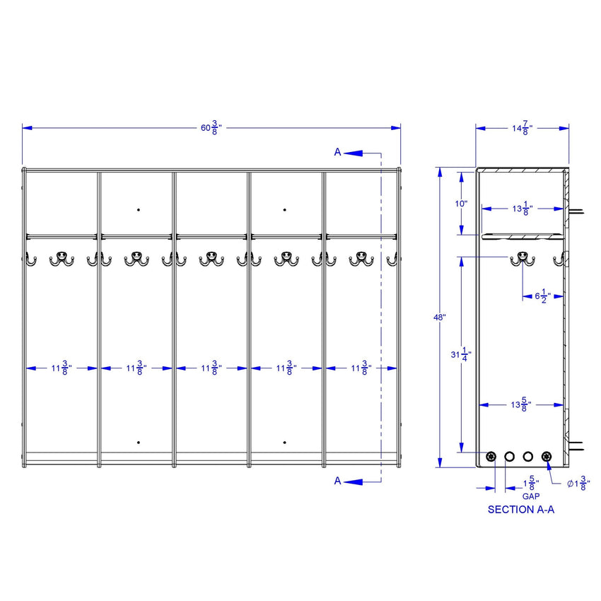 Jonti - Craft 5 Section Hanging Locker - without Tubs - SchoolOutlet