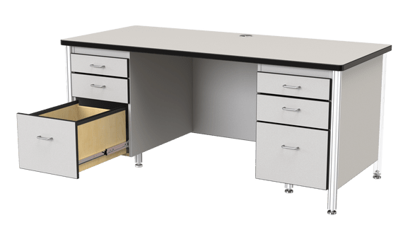 Berries Teachers' 66" Desk with 2 Pedestals - SchoolOutlet