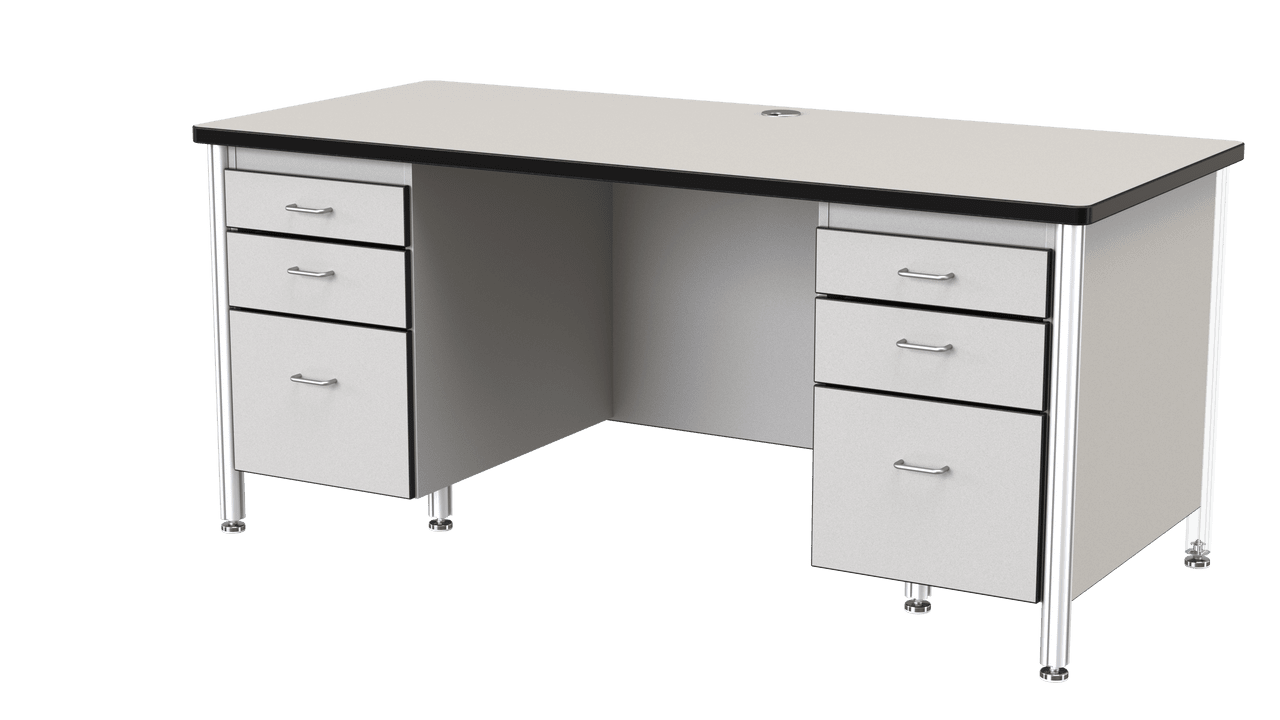 Berries Teachers' 66" Desk with 2 Pedestals - SchoolOutlet