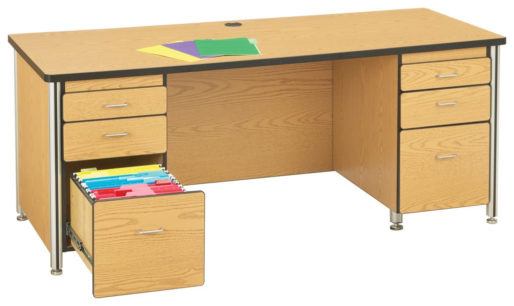 Berries Teachers' 66" Desk with 2 Pedestals - SchoolOutlet
