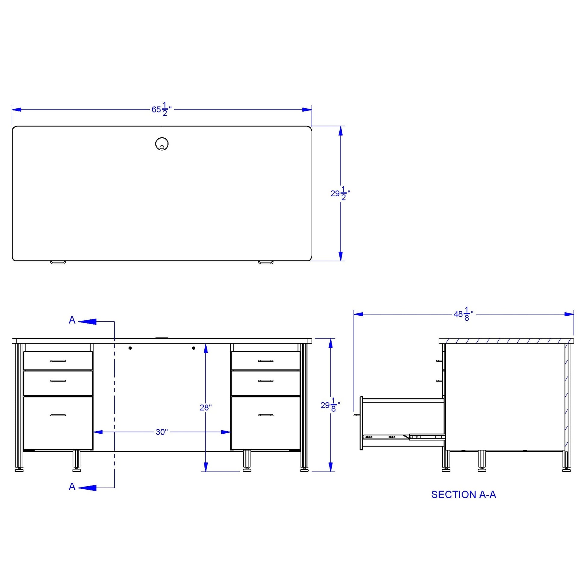 Berries Teachers' 66" Desk with 2 Pedestals - SchoolOutlet