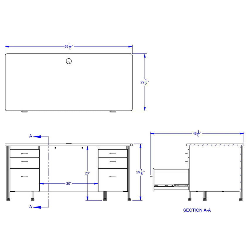 Berries Teachers' 66" Desk with 2 Pedestals - SchoolOutlet