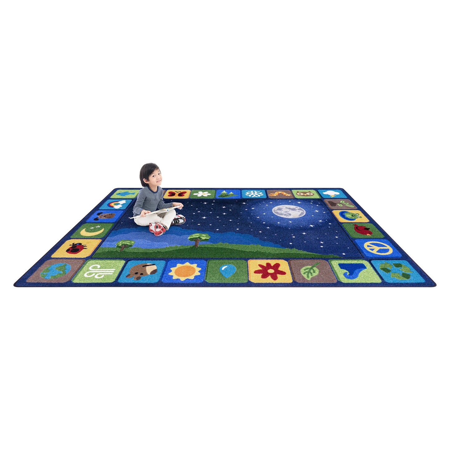 Joy Carpets Peaceful Planet Rectangular Area Rug 5'4" x 7'8" in Multi Color (JOY - 2207C - 01) - SchoolOutlet