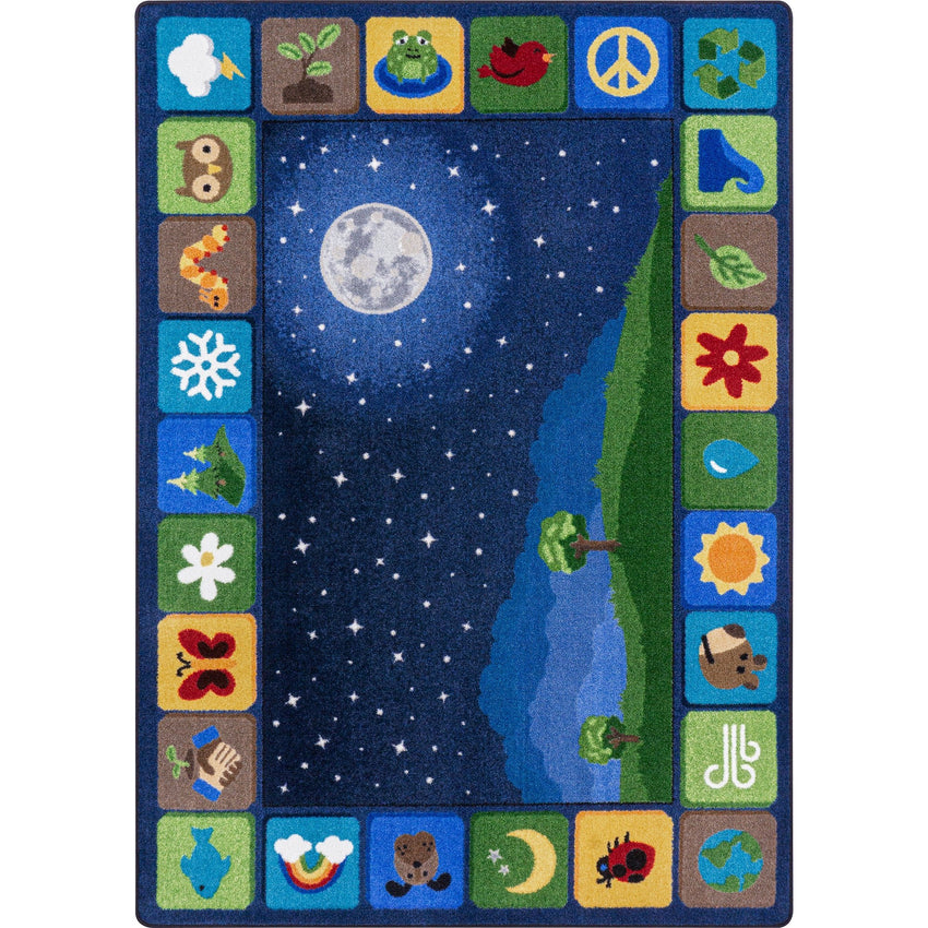 Joy Carpets Peaceful Planet Rectangular Area Rug 7'8" x 10'9" in Multi Color (JOY - 2207D - 01) - SchoolOutlet