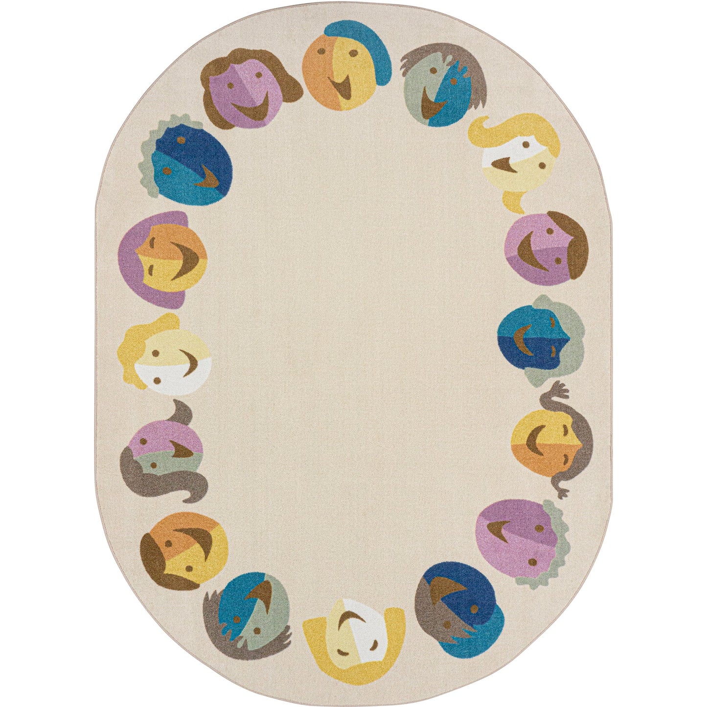 Joy Carpets Faces of Joy Oval Area Rug 7'8" x 10'9" in Multi Color (JOY - 2209DD - 01) - SchoolOutlet