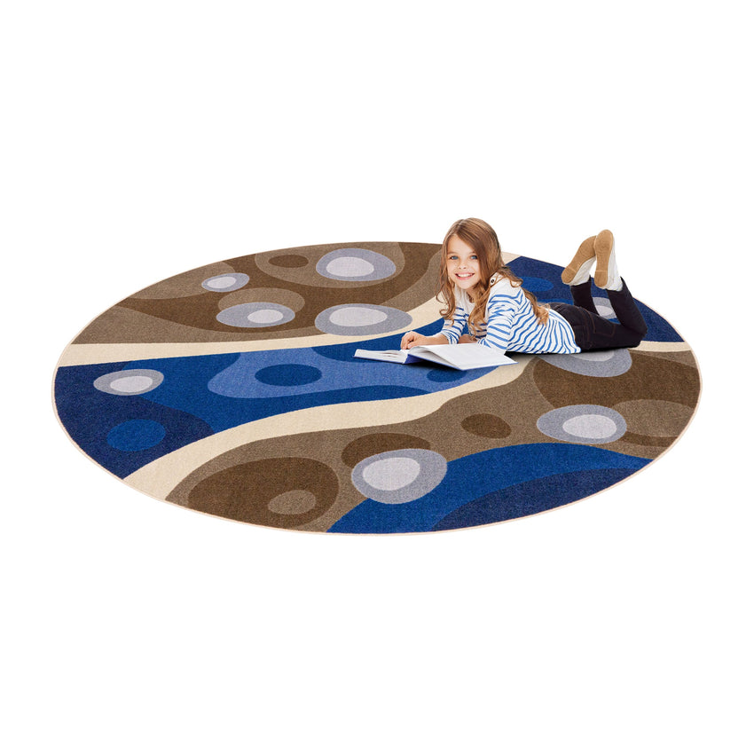Joy Carpets Serenity Brook Round Area Rug 5'4" in Multi Color (JOY - 2210H - 01) - SchoolOutlet