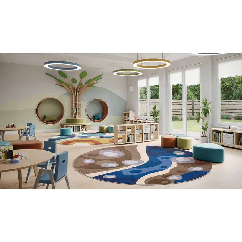 Joy Carpets Serenity Brook Round Area Rug 5'4" in Multi Color (JOY - 2210H - 01) - SchoolOutlet