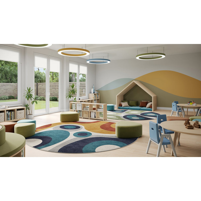 Joy Carpets Warm Embrace Round Area Rug 5'4" in Multi Color (JOY - 2211H - 01) - SchoolOutlet