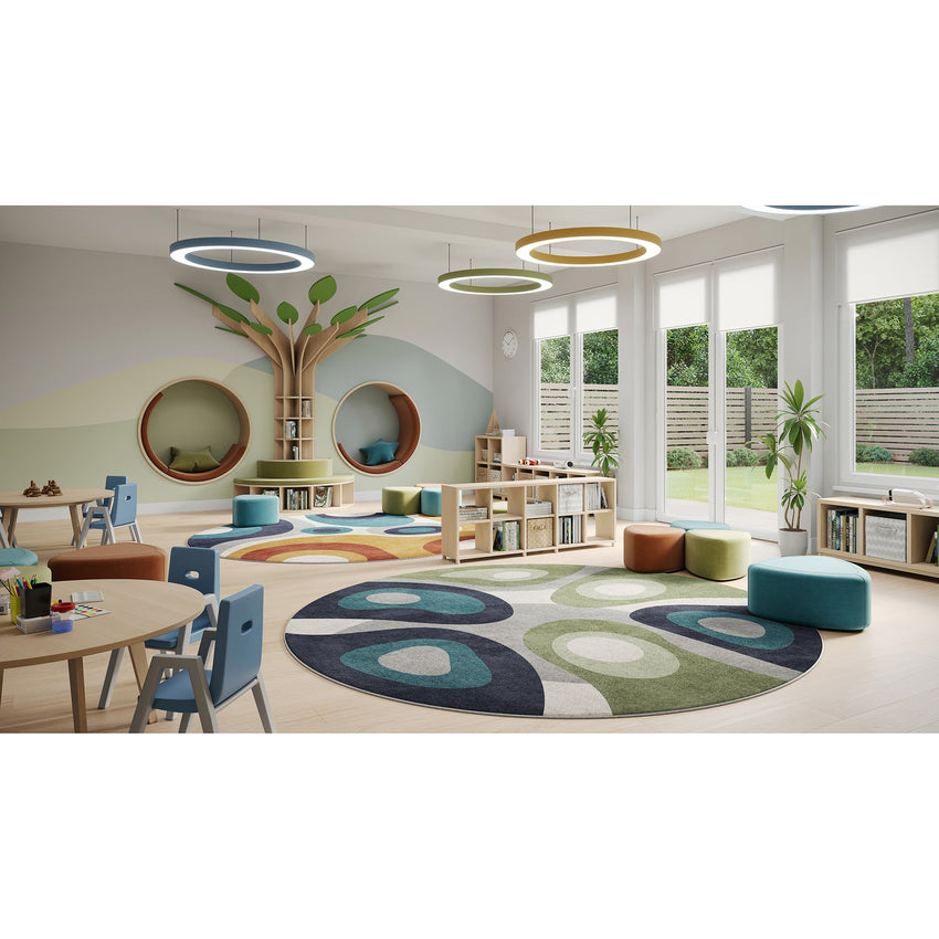 Joy Carpets Peaceful Meadow Round Area Rug 5'4" in Multi Color (JOY - 2212H - 01) - SchoolOutlet