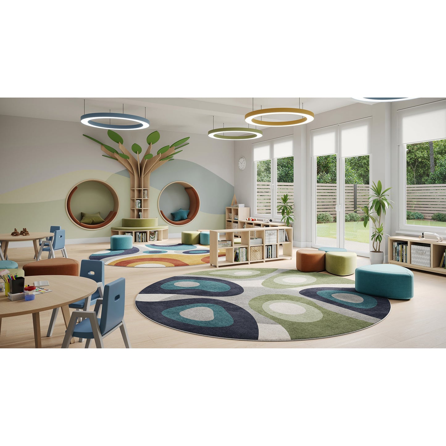 Joy Carpets Peaceful Meadow Round Area Rug 13'2" in Multi Color (JOY - 2212XLE - 01) - SchoolOutlet