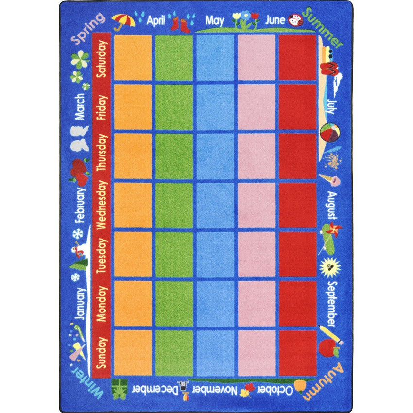 Joy Carpets Celebrations Calendar Rug 5'4" x 7'8" area Multicolor Rug (1627C) - SchoolOutlet