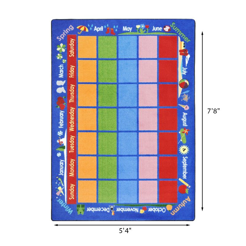Joy Carpets Celebrations Calendar Rug 5'4" x 7'8" area Multicolor Rug (1627C) - SchoolOutlet