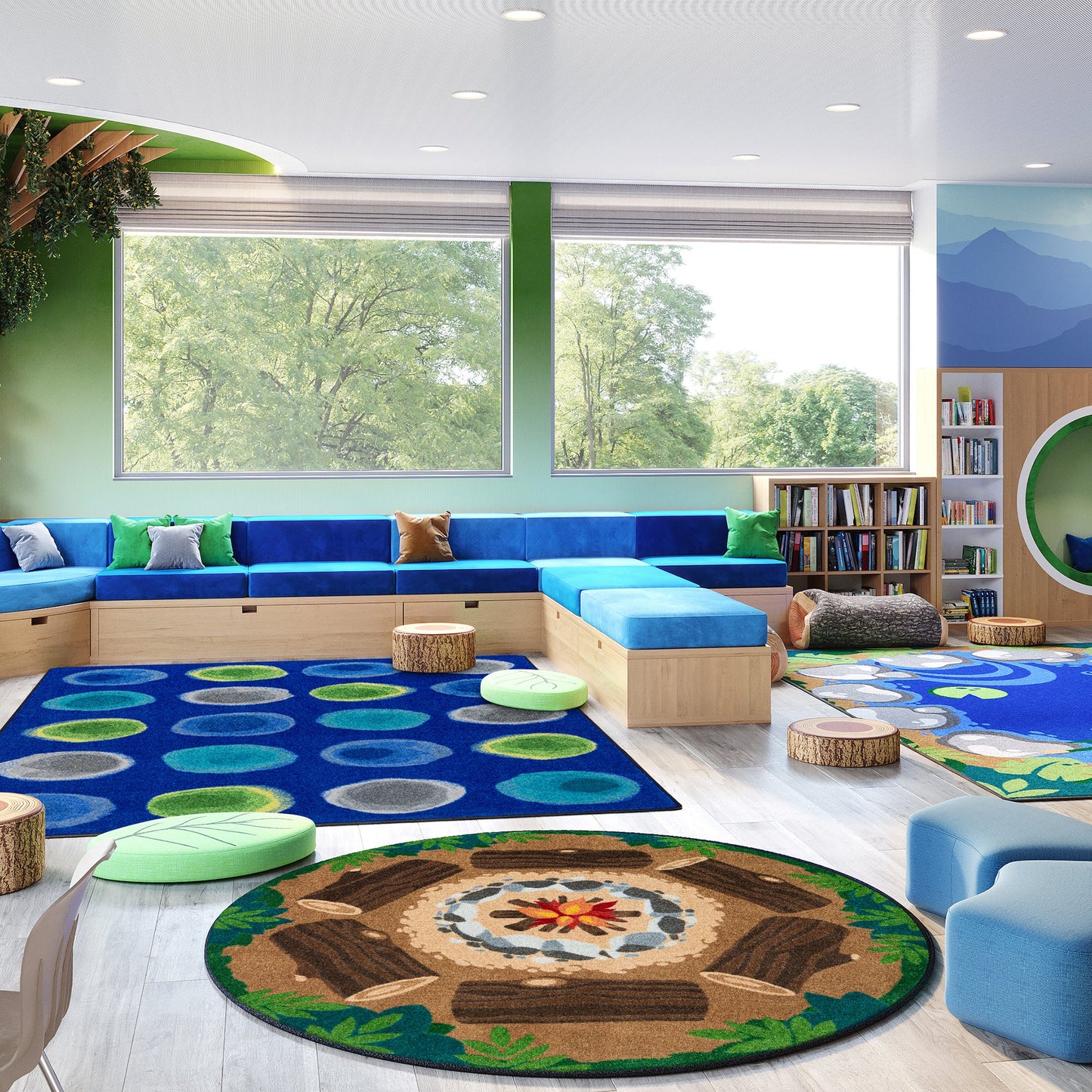Joy Carpets Campfire Fun 7'7" Round Area Rug in Color Multi (JOY - 2015E) - SchoolOutlet