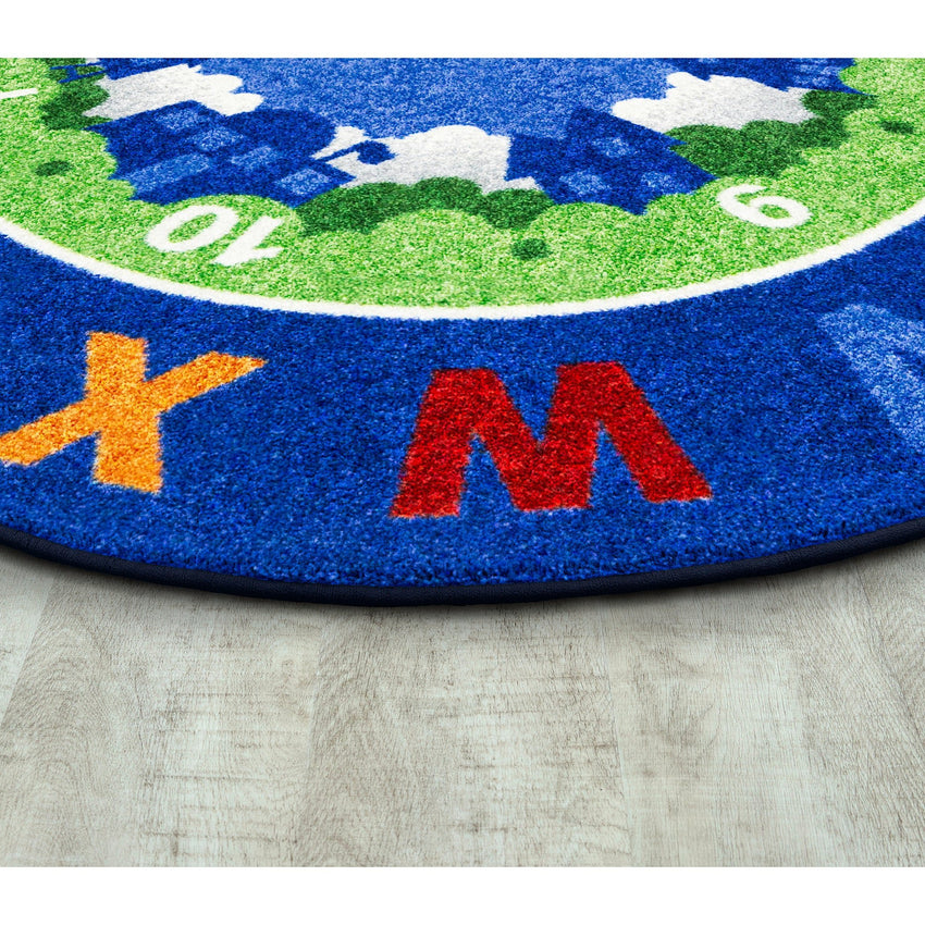 Joy Carpets Beautiful Day for Learning 7'8" x 10'9" Oval Area Rug in Color Multi - SchoolOutlet