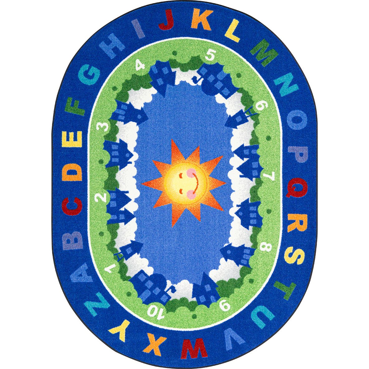 Joy Carpets Beautiful Day for Learning 10'9" x 13'2" Oval Area Rug in Color Multi (JOY - 2180GG - 01) - SchoolOutlet