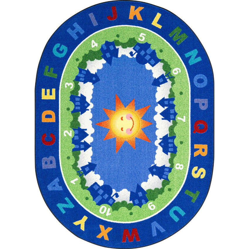 Joy Carpets Beautiful Day for Learning 10'9" x 13'2" Oval Area Rug in Color Multi (JOY - 2180GG - 01) - SchoolOutlet