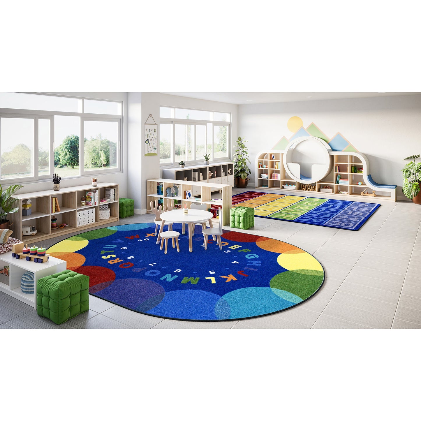 Joy Carpets Take A Seat 7'8" x 10'9" Oval Area Rug in Color Multi (JOY - 2182DD) - SchoolOutlet