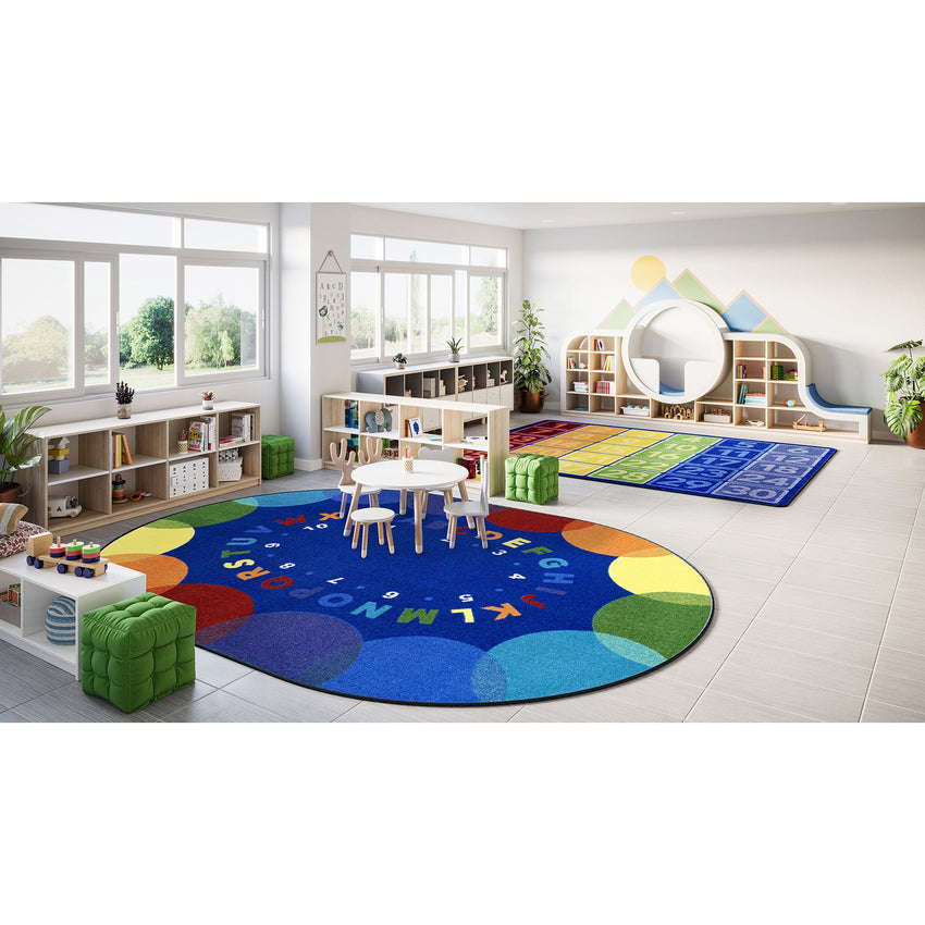 Joy Carpets Take A Seat 10'9" x 13'2" Oval Area Rug in Color Multi (JOY - 2182GG) - SchoolOutlet