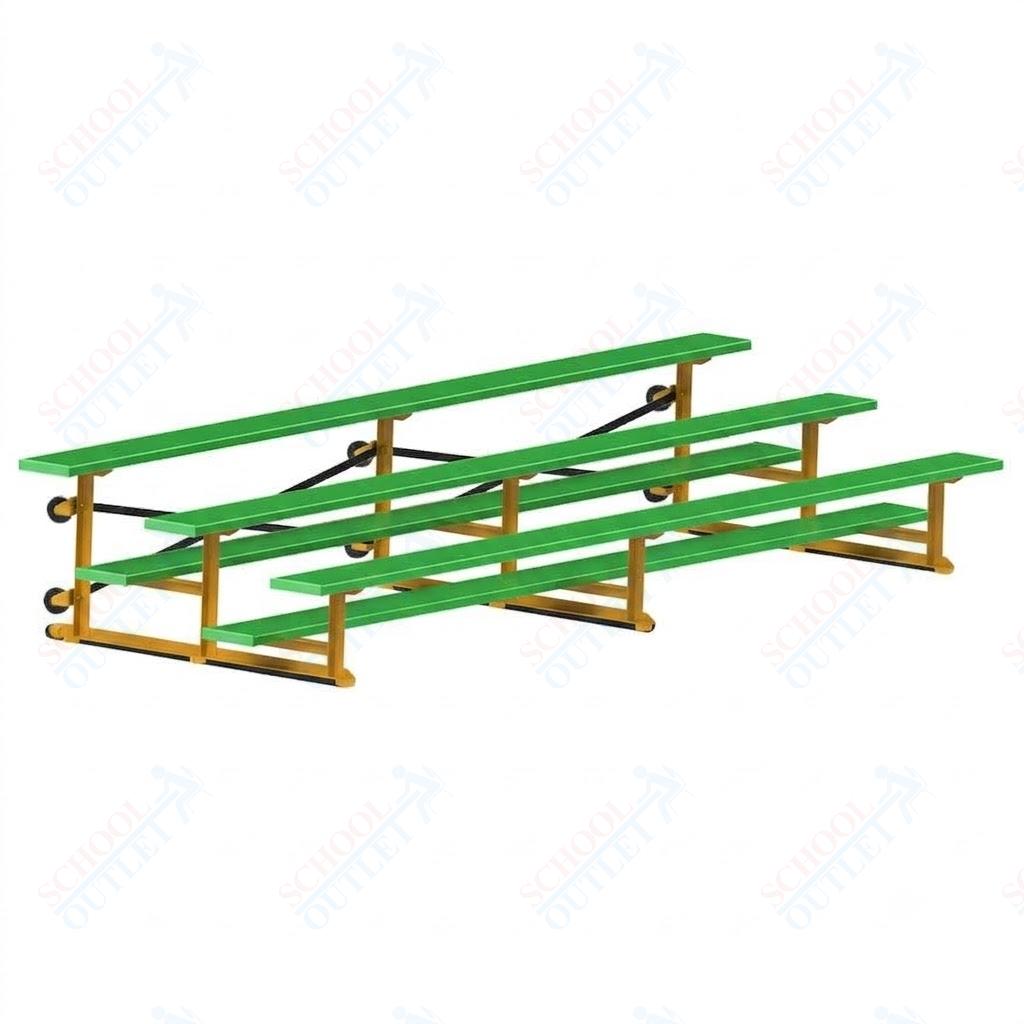 Jaypro Sports Bleacher - 3 Row - Tip & Roll, Single Foot Plank, Powder Coated - 15' L (BLCH-3TRGPC)