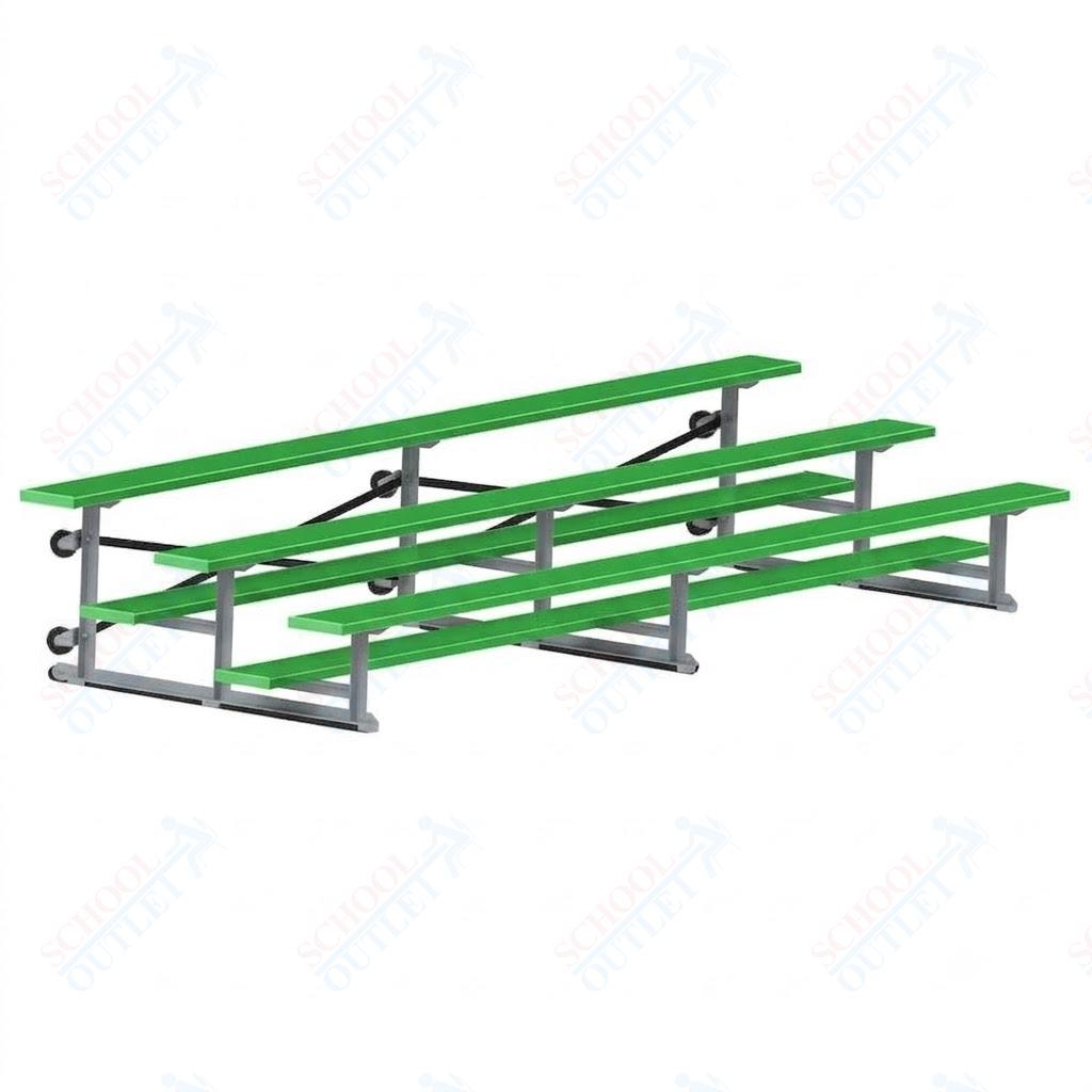 Jaypro Sports Bleacher - 3 Row - Tip & Roll, Single Foot Plank, Powder Coated - 15' L (BLCH-3TRGPC)