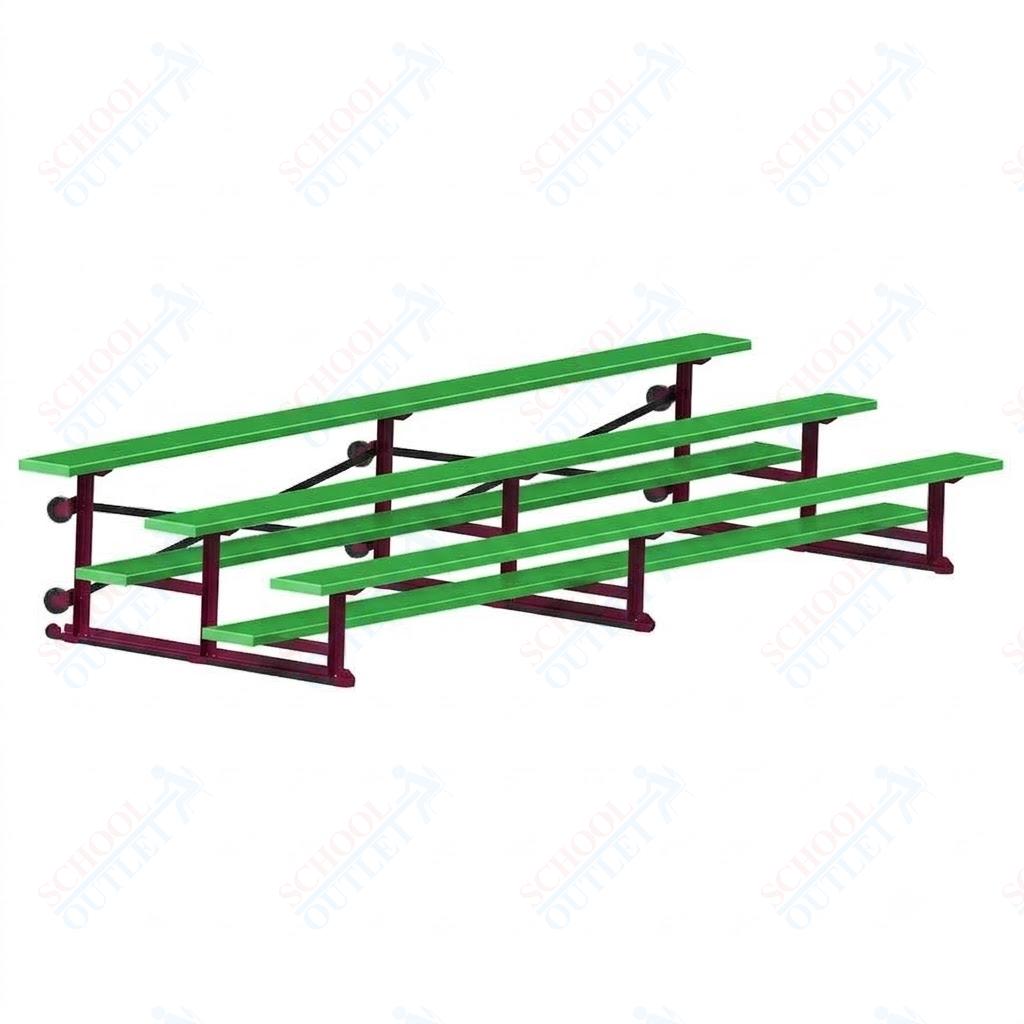 Jaypro Sports Bleacher - 3 Row - Tip & Roll, Single Foot Plank, Powder Coated - 15' L (BLCH-3TRGPC)