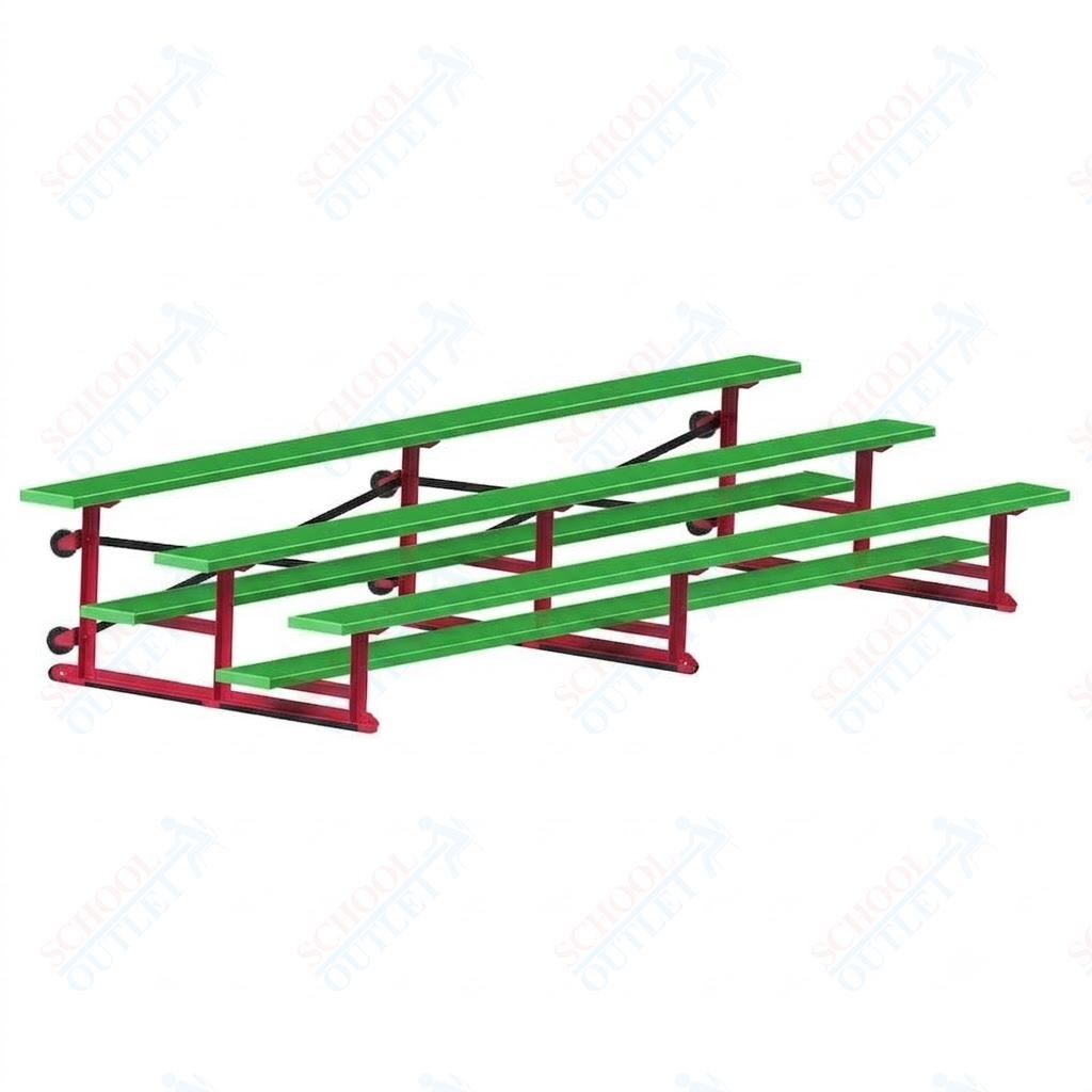 Jaypro Sports Bleacher - 3 Row - Tip & Roll, Single Foot Plank, Powder Coated - 15' L (BLCH-3TRGPC)