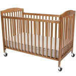 L.A. Baby Natural Wood Folding Crib with Teething Rails 53.5