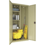 Lorell Fortress Series Janitorial Cabinet Steel 4 Shelves 3 - Point Locking System 72 Inch Height (LLR - LLR0001X) - SchoolOutlet