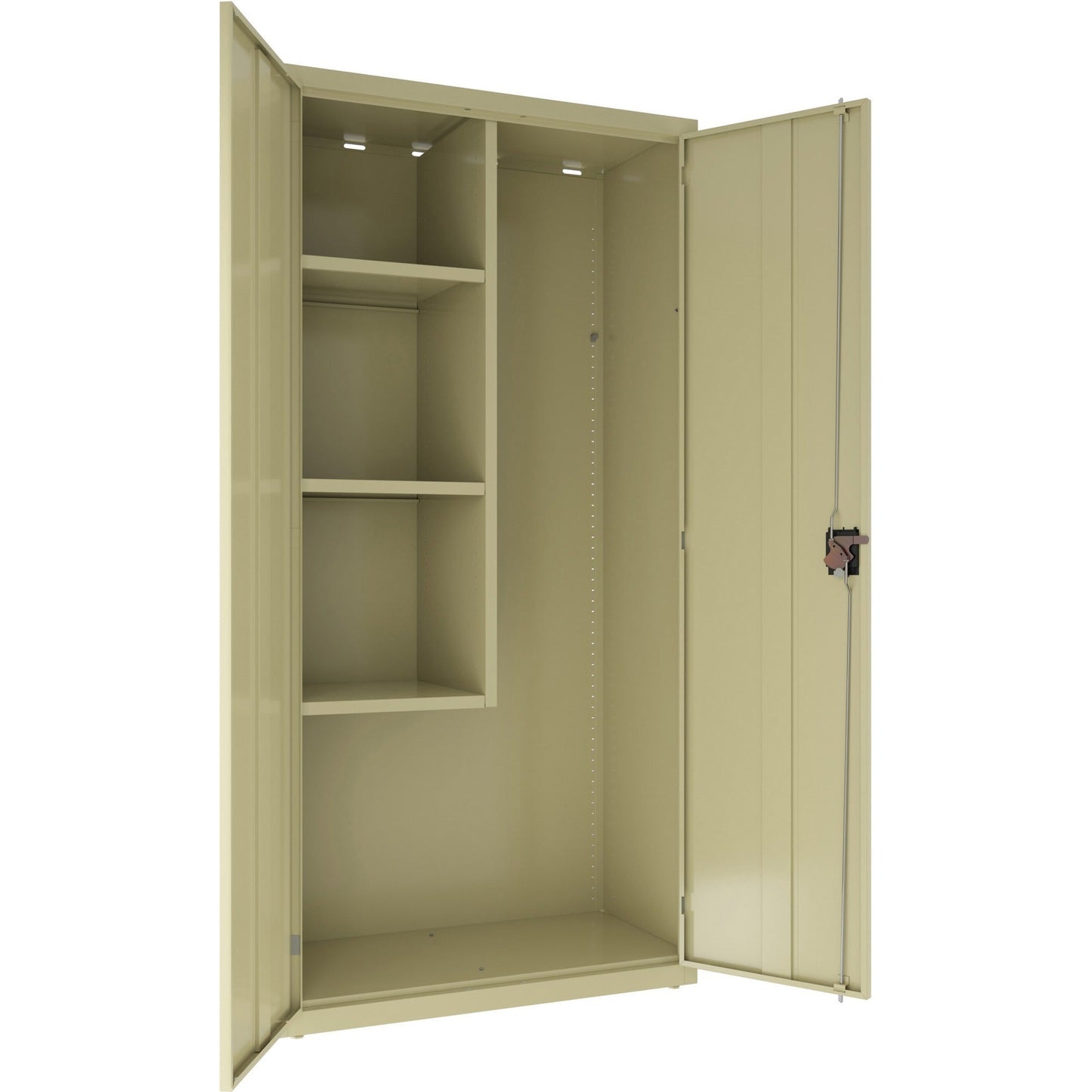 Lorell Fortress Series Janitorial Cabinet Steel 4 Shelves 3 - Point Locking System 72 Inch Height (LLR - LLR0001X) - SchoolOutlet