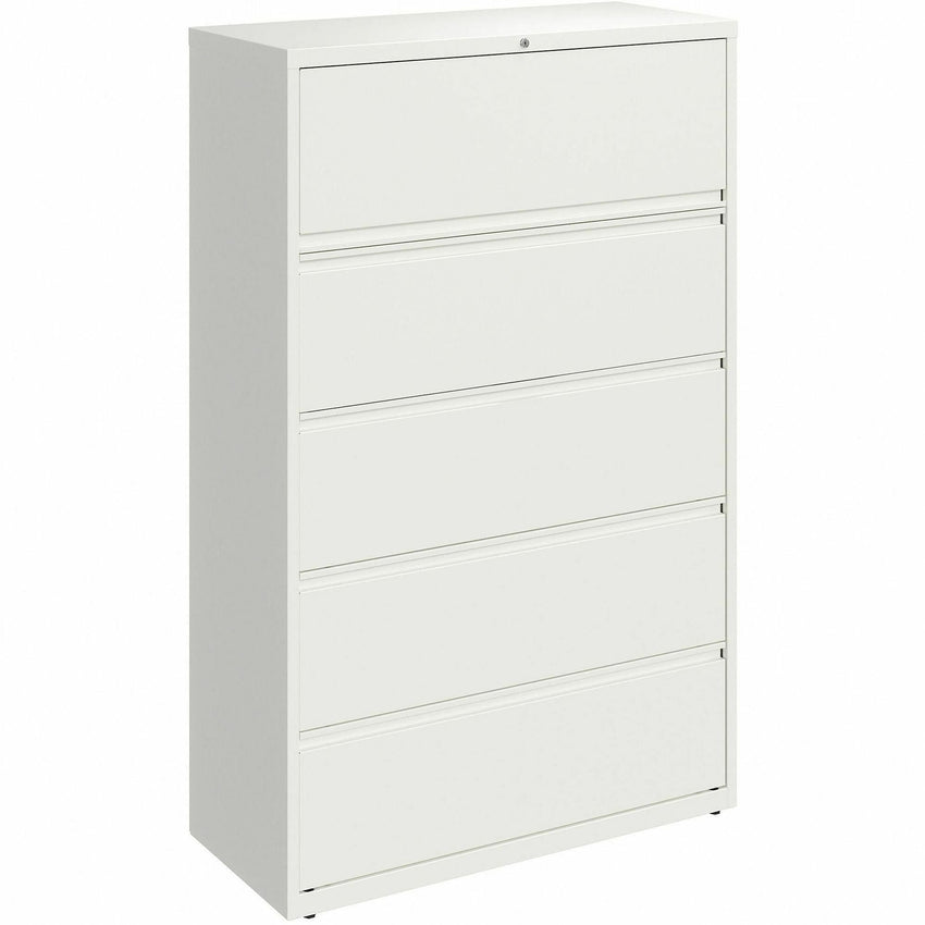 Lorell Fortress Series 5 - Drawer Lateral File with Roll - out Posting Shelf White Steel 42"W x 18.6"D x 67.6"H (LLR - FRT - LF42 - 5D676) - SchoolOutlet
