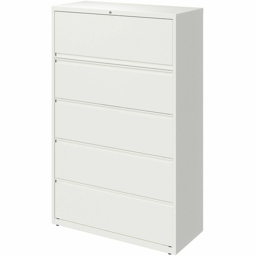 Lorell Fortress Series 5 - Drawer Lateral File with Roll - out Posting Shelf White Steel 42"W x 18.6"D x 67.6"H (LLR - FRT - LF42 - 5D676) - SchoolOutlet