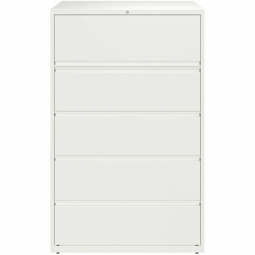 Lorell Fortress Series 5 - Drawer Lateral File with Roll - out Posting Shelf White Steel 42"W x 18.6"D x 67.6"H (LLR - FRT - LF42 - 5D676) - SchoolOutlet
