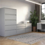 Lorell Fortress Series 5 - Drawer Lateral File with Roll - out Posting Shelf White Steel 42