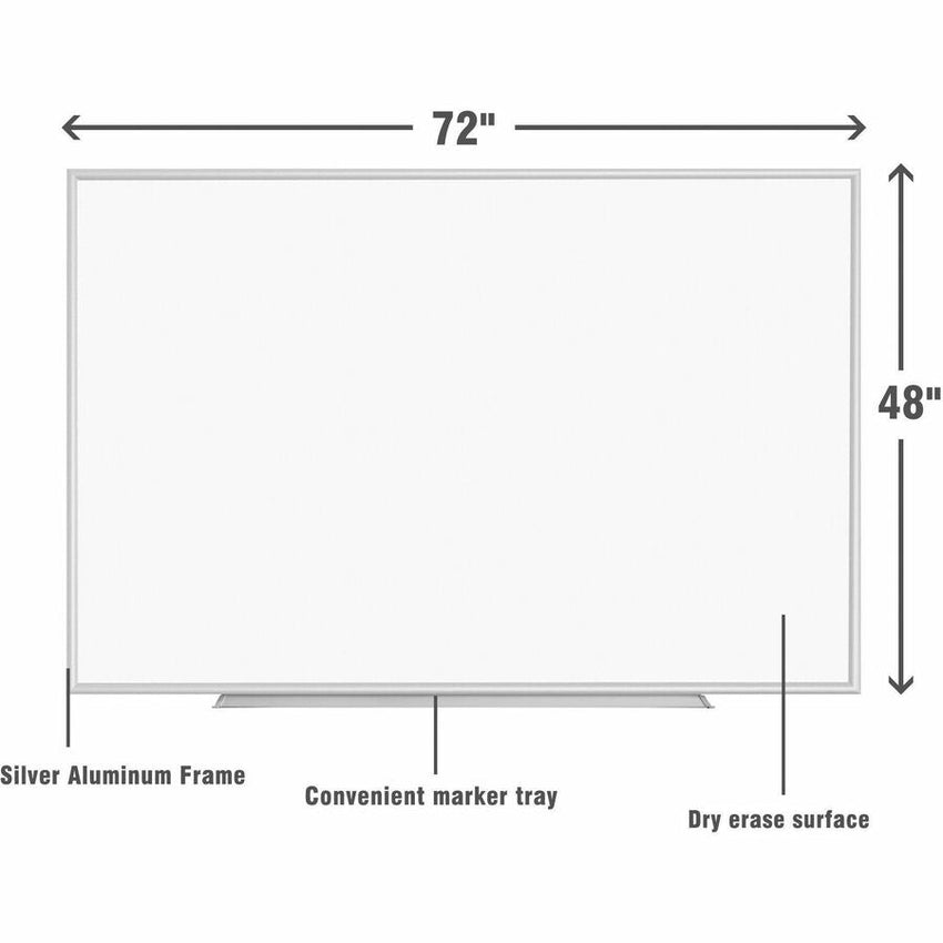 Lorell Dry - Erase Board with Silver Aluminum Frame and Styrene Surface 72"W x 48"H (LLR - LLR00502) - SchoolOutlet