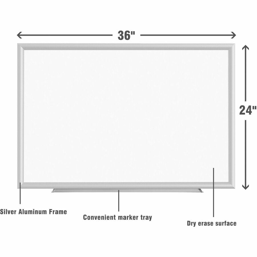 Lorell Dry - Erase Board with White Aluminum Frame and Styrene Surface 36"W x 24"H (LLR - LLR00586) - SchoolOutlet