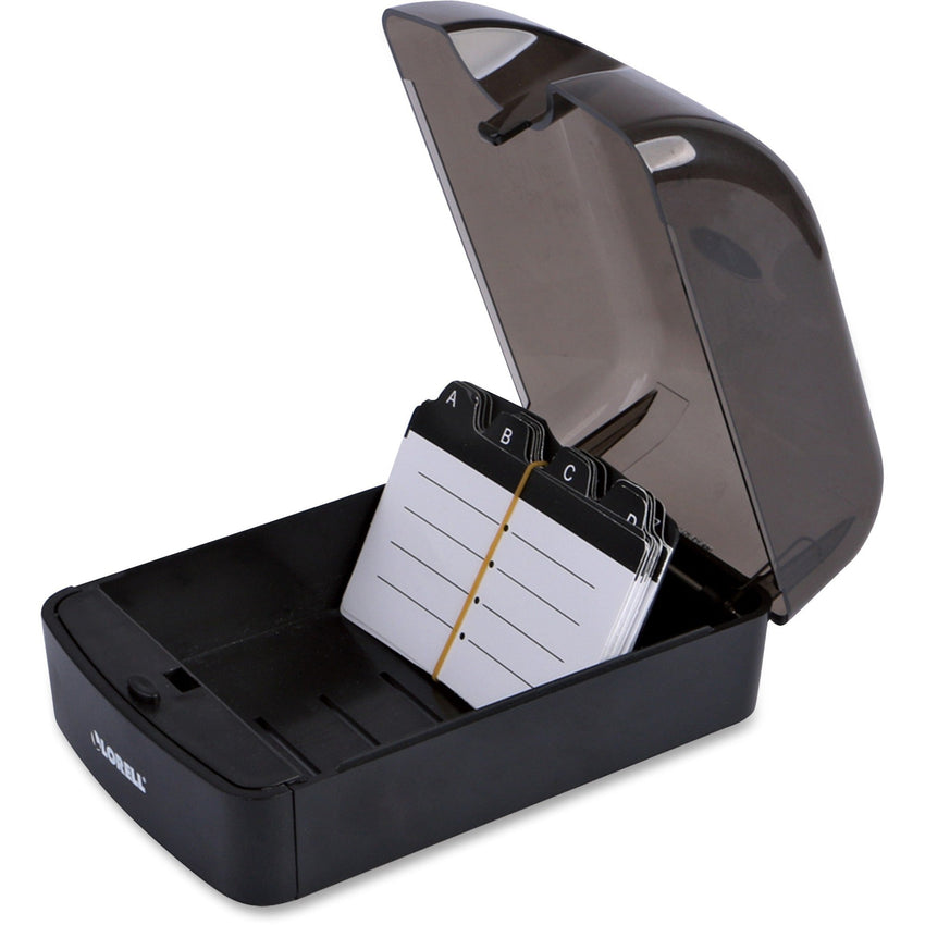 Lorell Desktop Business Card File with Hinged Cover 350 Card Capacity (LLR - LLR01028) - SchoolOutlet