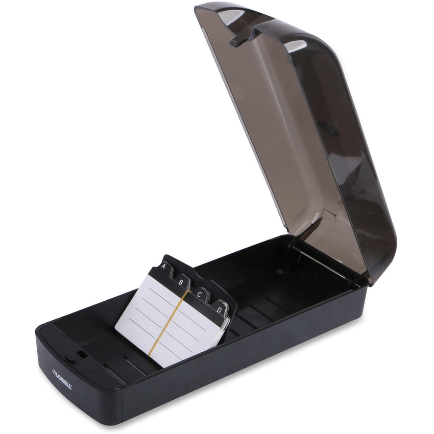 Lorell Desktop Business Card File with Hinged Cover 650 Card Capacity (LLR - LLR01029) - SchoolOutlet