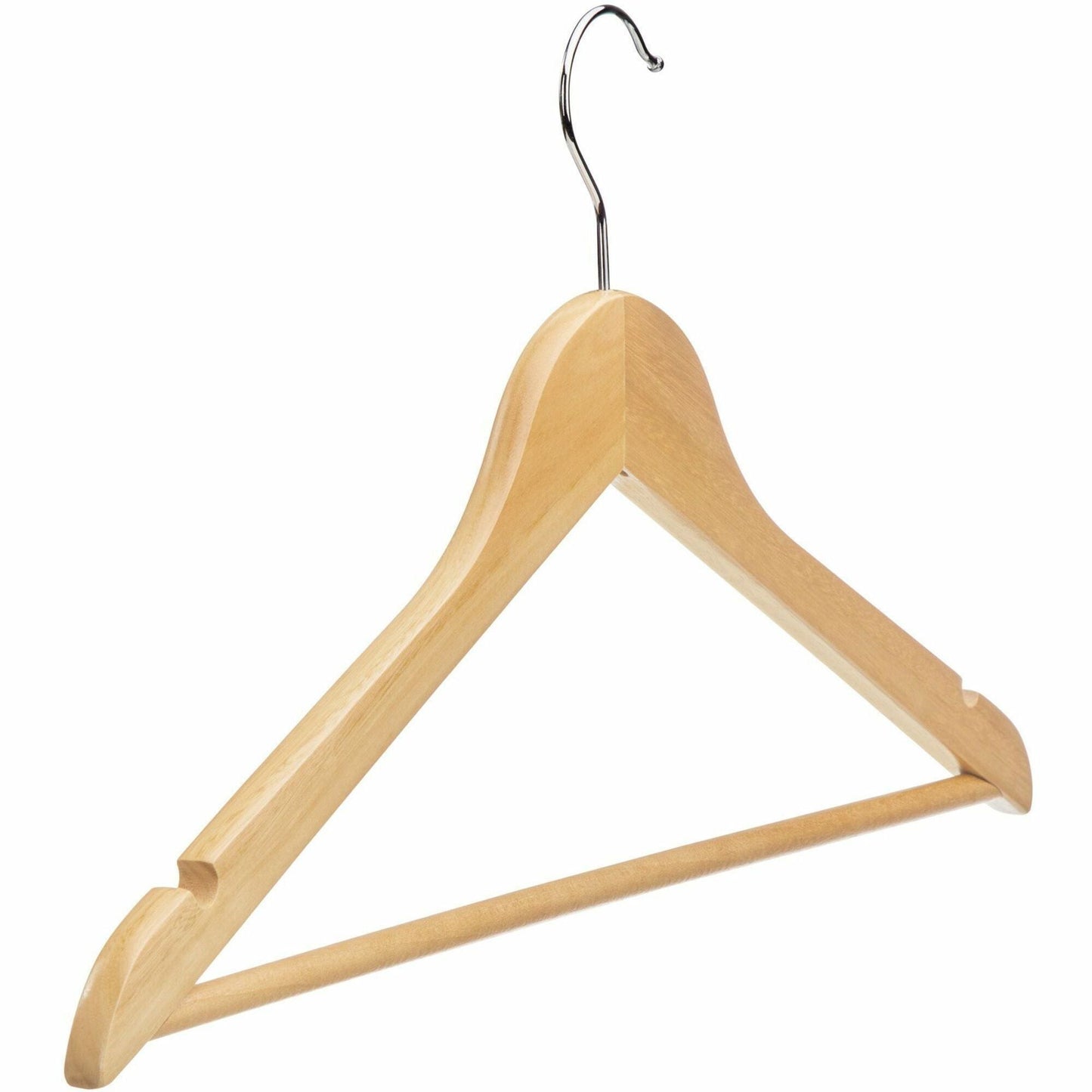 Lorell Wooden Coat Hangers Natural Wood with Metal Hook Garment Hanger 30/Carton 13.8"W x 14.2"D x 7.2"H (LLR - LLR01066) - SchoolOutlet