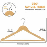 Lorell Wooden Coat Hangers Natural Wood with Metal Hook Garment Hanger 30/Carton 13.8