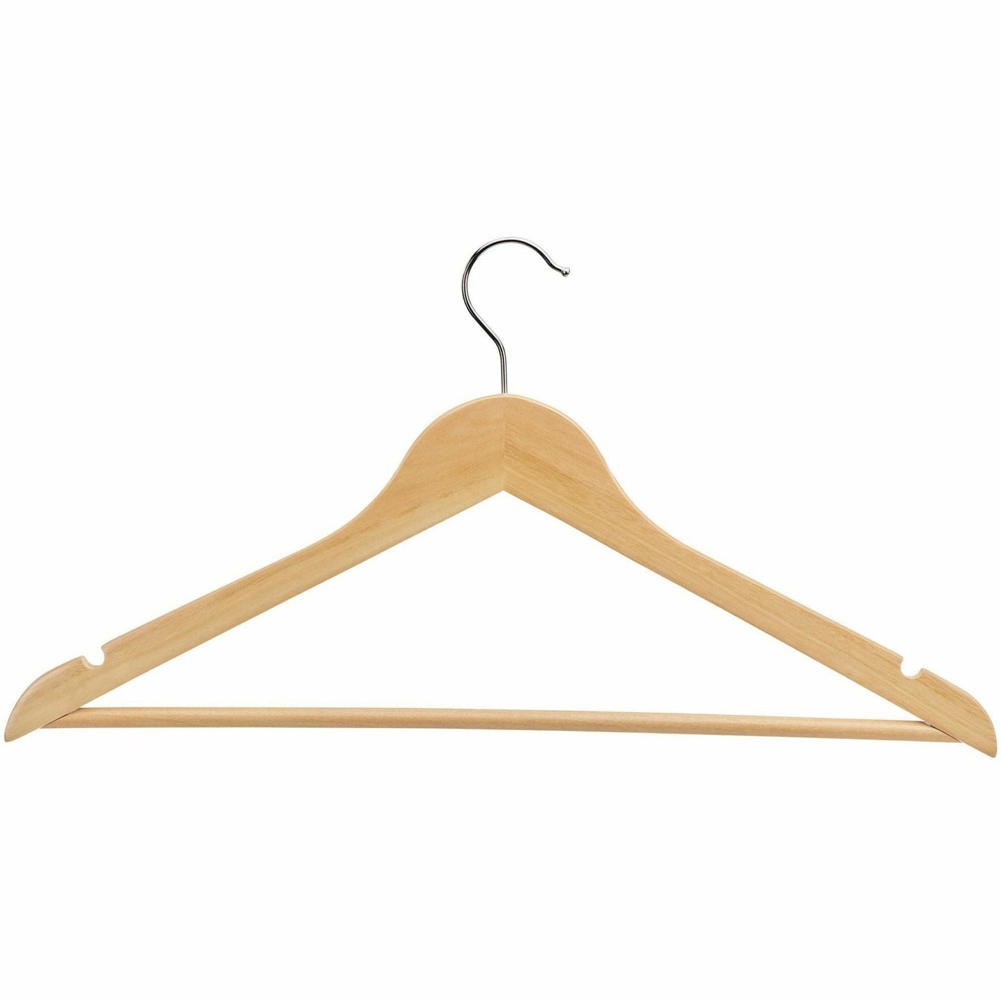 Lorell Wooden Coat Hangers Natural Wood with Metal Hook Garment Hanger 30/Carton 13.8"W x 14.2"D x 7.2"H (LLR - LLR01066) - SchoolOutlet