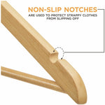 Lorell Wooden Coat Hangers Natural Wood with Metal Hook Garment Hanger 30/Carton 13.8