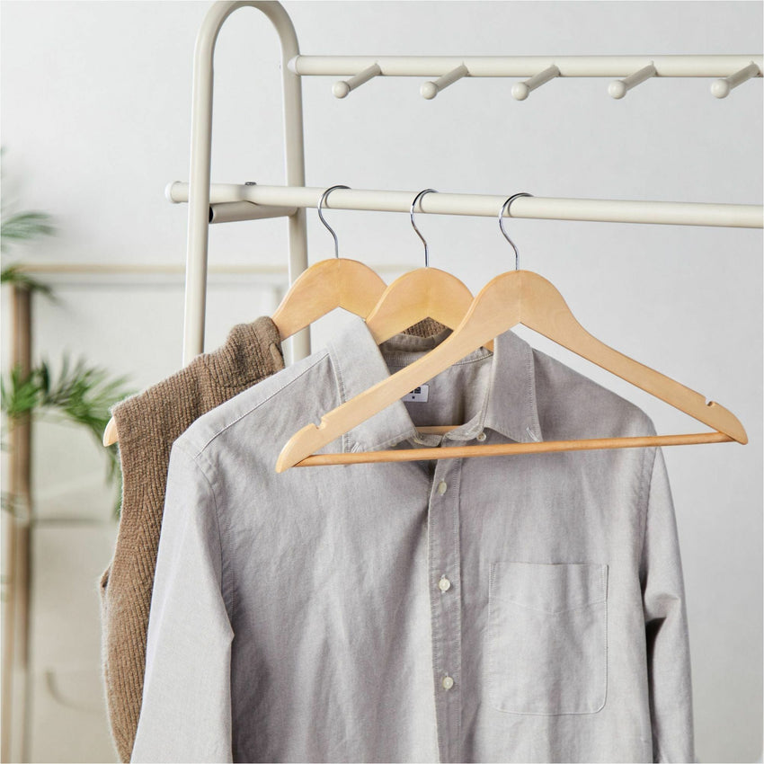 Lorell Wooden Coat Hangers Natural Wood with Metal Hook Garment Hanger 30/Carton 13.8"W x 14.2"D x 7.2"H (LLR - LLR01066) - SchoolOutlet