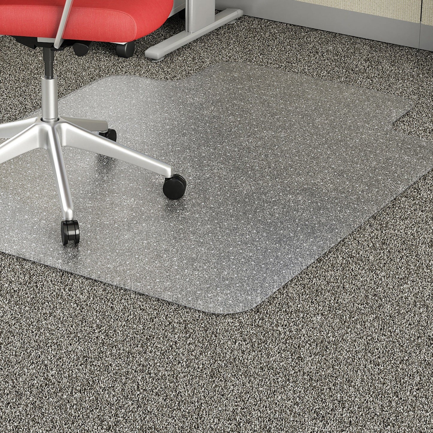 Lorell Low Pile Standard Lip Economy Chairmat for Carpeted Floors 48in x 36in Clear Vinyl (LLR - LLR02156) - SchoolOutlet