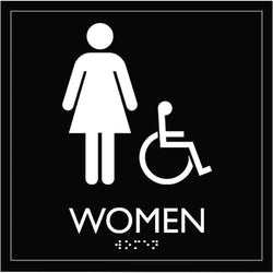 Lorell Women's Handicap Restroom Information Sign Surface Mountable 8"W x 8"L x 8"H (LLR-LLR02657)