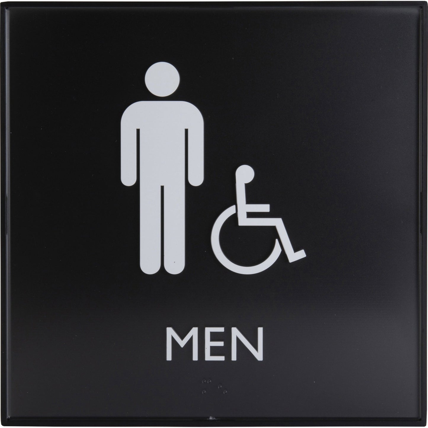 Lorell Men's Handicap Restroom Information Sign Surface Mountable 8"W x 8"L x 8"H (LLR - LLR02659) - SchoolOutlet