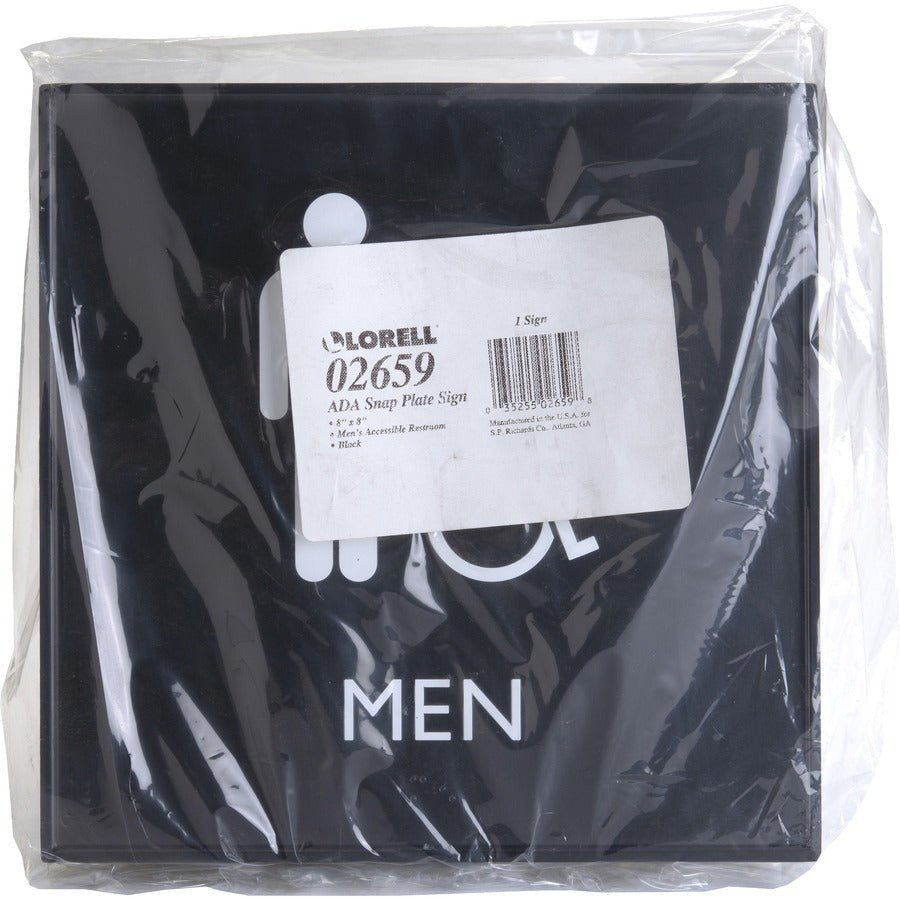 Lorell Men's Handicap Restroom Information Sign Surface Mountable 8"W x 8"L x 8"H (LLR - LLR02659) - SchoolOutlet