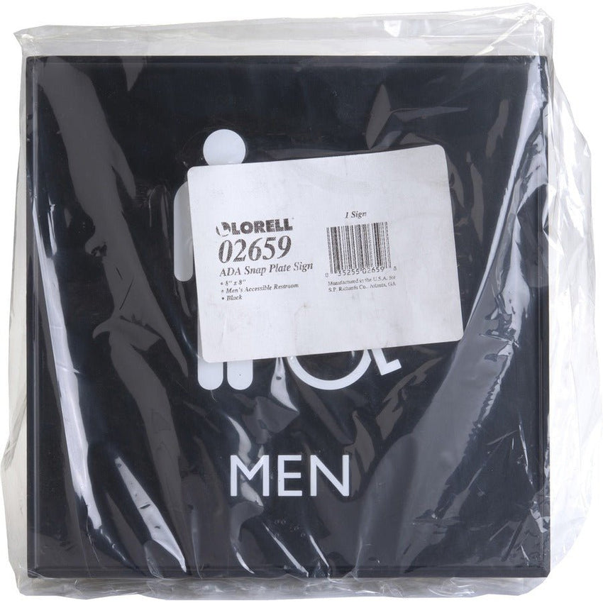 Lorell Men's Handicap Restroom Information Sign Surface Mountable 8"W x 8"L x 8"H (LLR - LLR02659) - SchoolOutlet