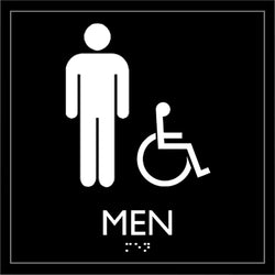 Lorell Men's Handicap Restroom Information Sign Surface Mountable 8"W x 8"L x 8"H (LLR-LLR02659)