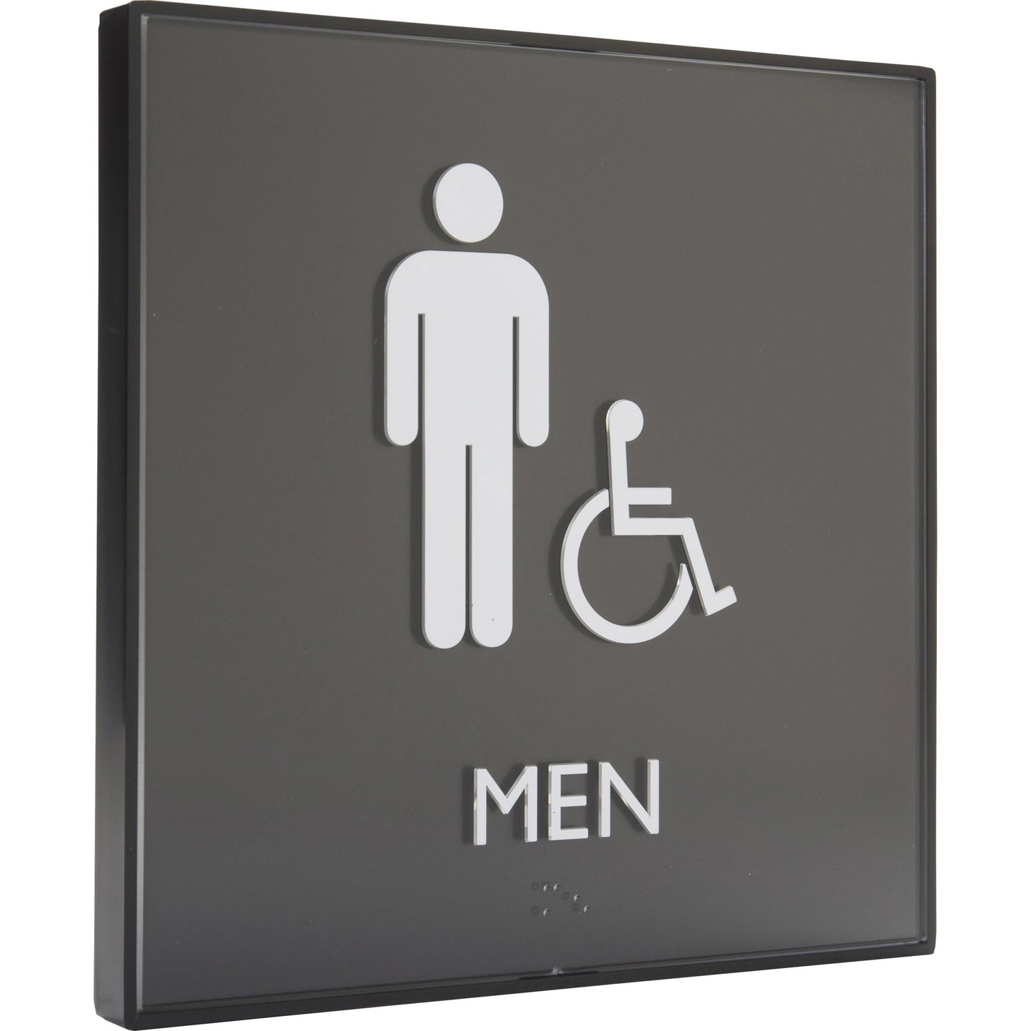 Lorell Men's Handicap Restroom Information Sign Surface Mountable 8"W x 8"L x 8"H (LLR - LLR02659) - SchoolOutlet