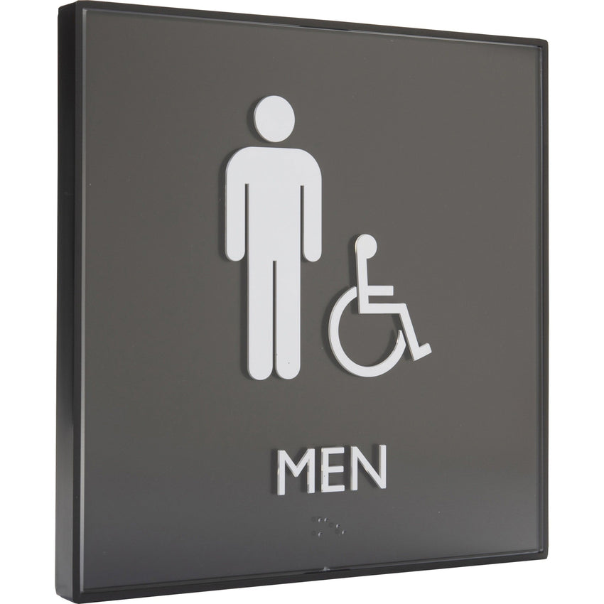Lorell Men's Handicap Restroom Information Sign Surface Mountable 8"W x 8"L x 8"H (LLR - LLR02659) - SchoolOutlet